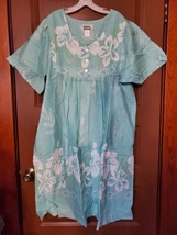 Anthony Richards Women&#39;s Dress Blue Hawaiian Floral Short Sleeve V Neck Size 2X - £15.57 GBP