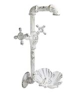 Cast Iron Antiqued White Spigot Faucet Bird On Flower Wall Bird Feeder B... - €34,13 EUR
