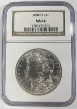 1884-O Plateado Morgan Dólar Graduado Por NGC Como MS-64! Hermoso Moneda - £118.41 GBP