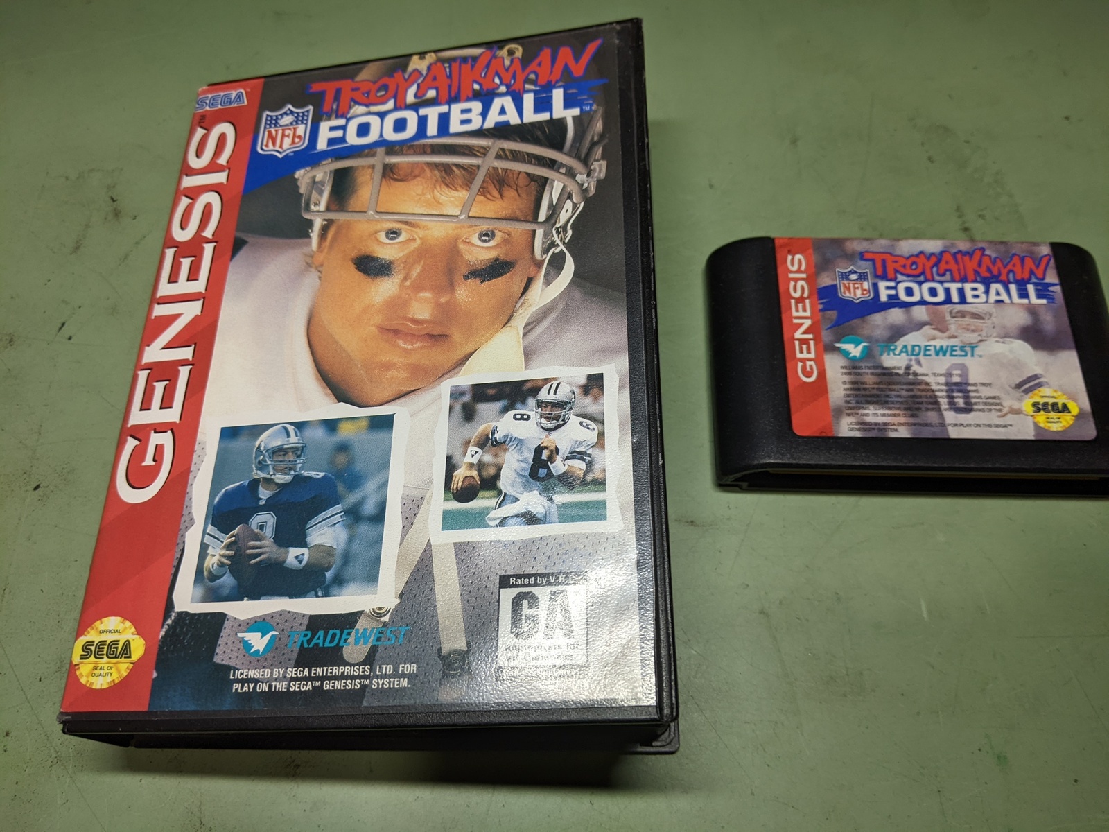Troy Aikman NFL Football Sega Genesis Cartridge and Case - $7.49