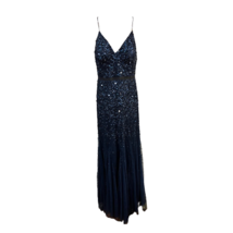 Adrianna Papell Womens Formal Sequin Gown Blue Spaghetti Strap Maxi Dress 6 - £100.31 GBP