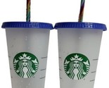 2X Starbucks Confetti Color Changing 2020 Reusable 24oz Tumbler With Straw - £23.39 GBP