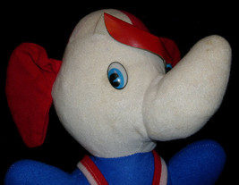 17" Vintage Carnival Red White Blue Elephant Stuffed Animal Plush Toy Doll Old - $33.25