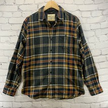 Weatherproof Flannel Shirt Mens Sz M Plaid Gray Beige Button Down - $15.84