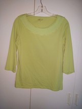 Coldwater Creek Ladies 3/4-SLEEVE Stretch Knit Green TOP-S-WORN ONCE-SHEER Deco - £3.92 GBP