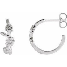 Authenticity Guarantee 
Platinum Floral Hoop Earrings - £585.63 GBP
