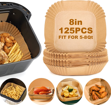 Air Fryer Paper Liners125Pcs Parchment Disposable Microwave Non-Stick Square Fre - £13.89 GBP