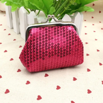 Hot Pink Sequins Decor Lock Coin Change Purse - New - £10.21 GBP
