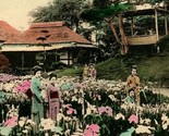 Japan Iris Gardens at Horikiri Tokyo Hand Tinted Gisha 1910s Vtg Postcar... - $4.17