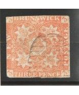 Timbre De Trois Pence De 1851 New Brunswick, Rouge, SCOTT #1 - $285.84