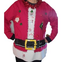 Ugly Christmas Santa Tinsel Sweater Original - Unique Design - One Of A Kind - £33.74 GBP