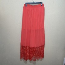 Ya Los Angeles Peach Silk Long Maxi Skirt Sz L New - £71.14 GBP