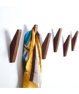 DUUO Wood Wall Hooks, 6 Pack Black Walnut Coat Hooks Minimalist Design H... - £24.68 GBP