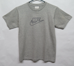 NWOT VTG Nike Gray  Stitch Logo Swoosh T Shirt Sz Medium 10 12 Kids Youth - £18.83 GBP