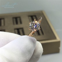 18K Rose Gold Plated Excellent Cut 1-3 ct Pass Diamond Test Round Moissanite Rin - £126.82 GBP