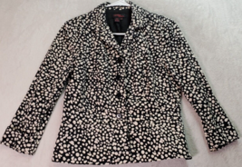 Cynthia Howie Blazer Women Size 8 Black Cream Polka Dot Single Breasted ... - $21.11