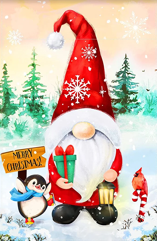 Primary image for NEW Merry Christmas Holiday Gnome Outdoor Garden Flag 12 x 18 inches double side