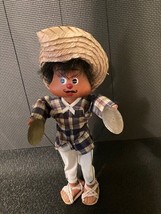 Vintage Handmade Marionette Puppet Mexican Musician with Cymbals 12&quot; - $13.56