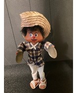 Vintage Handmade Marionette Puppet Mexican Musician with Cymbals 12" - $13.56