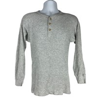 Hanes Men&#39;s Thermal Long Sleeved Henley Shirt Size L Gray - £11.01 GBP