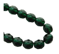 20 Deep Emerald Green Fire Polished Czech Glass 10mm Faceted Round Beads - £5.36 GBP