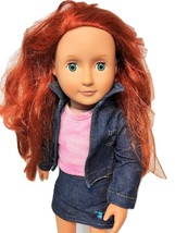 Our Generation Battat Red Hair Doll Blue Eyes Denim Jeans Outfit 18&quot; Girls Toy - £31.26 GBP