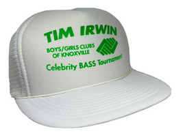 Vintage Tim Irwin Celebrity BASS Tournament Hat Cap Snap Back White Mesh Trucker - £14.23 GBP