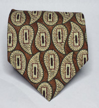 Mark Pendelton Men Dress Silk Tie Made in ITALY Brown Paisley 3.75&quot; wide 57&quot; lon - £28.06 GBP
