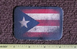 PUERTO RICAN FLAG ALL LEATHER  PATCH VINTAGE STYLE BIKER  sew on - $7.04