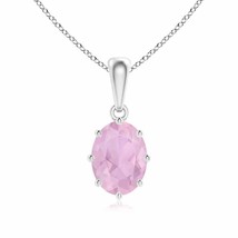 ANGARA 8x6mm Rose Quartz Pendant Necklace in Sterling Silver for Women, Girl - £132.01 GBP+