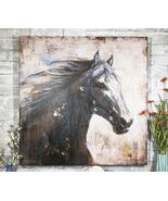 Rustic Country Western Running Mustang Horse Canvas Picture Wooden Frame... - €68,63 EUR