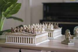 Parthenon Chess Board Set Greek Decorative Sculpture A Work Of Art Truly Elegant - $330.00