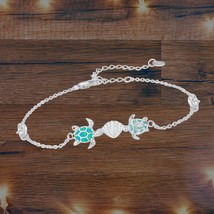 Sea Turtle Bracelet 925 Sterling Silver Seashell Bracelet For Women - $102.88