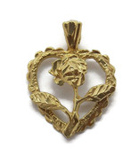 Flower Heart Pendant Charm. 14k Yellow Gold!! - £127.21 GBP