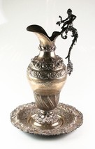 Antique Art Nouveau Cherub Repousse Silver Water Pitcher and Platter - £6,899.58 GBP