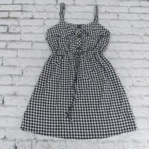 Hint of Blush Dress Womens Small Black White Plaid Sleeveless Drawstring... - $19.95