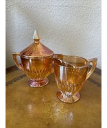 Jeannette Anniversary Marigold Iridescent Cream &amp; Sugar 2 Piece Set Made... - $33.83 CAD