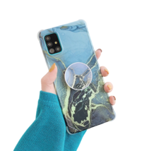 Anymob Samsung Case Black and Blue Marble With Finger Ring Holder Silicone Phone - £23.17 GBP