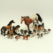 Flocked Velvet Plastic Toy Horses White Brown Black Felted Soft Pony Lot... - £16.83 GBP