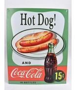 Hot Dog and Coca Cola In Bottles 15 Cents Tin Metal Sign Wall Decor Made... - $40.55 CAD