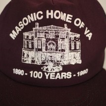 Vtg Freemasons “Masonic Home of VA” Burgundy Mesh Hipster Trucker Ball Cap Hat - £19.46 GBP