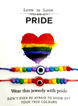 Evil Eye Rainbow Pride Bracelet Amitié Couple Love is Love Card Gift x 2 - £4.42 GBP