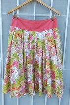 600 WEST ~ Pleated Full Skirt Pastels Parisian Cafe Scenes Lined Cotton ... - $29.99