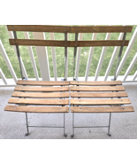 Set Of 2 Vintage French Bistro Garden Patio 32" Wood Metal Folding Chair - $227.65