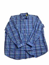 Ralph Lauren Men&#39;s 3XB 3TG Shirt Long Sleeve Classic Fit Blue Plaid Butt... - $18.04