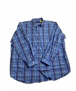 Ralph Lauren Men&#39;s 3XB 3TG Shirt Long Sleeve Classic Fit Blue Plaid Butt... - £14.09 GBP
