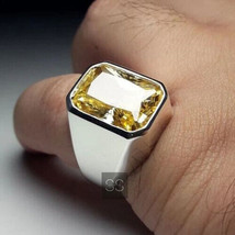 Natural Citrine Ring, 925 Sterling Silver, November Birthstone, Men Gift Jewelry - £135.88 GBP