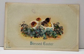 Blessed Easter Chicks Eggs Flowers Embossed Postcard G1 - £3.10 GBP