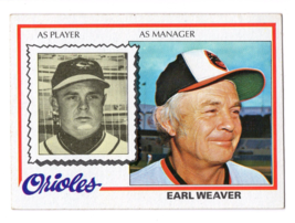 Earl Weaver 1978 Topps #211 Baltimore Orioles Manager Card HOF &#39;96 World Series - £2.39 GBP