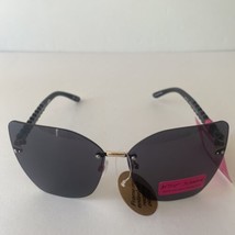 NEW  Betsey Johnson BLACK Rimless Sunglasses Pearl Studded Arms - £21.68 GBP